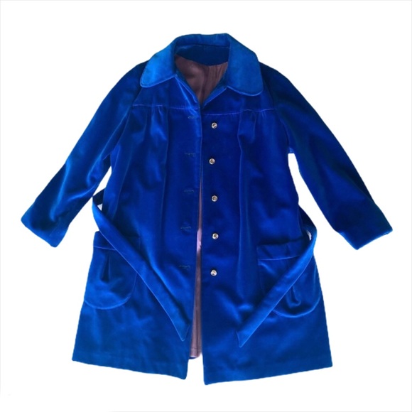 Vintage Jackets & Blazers - 💙Host Pick💙Vintage 1960s Blue Velvet Coat